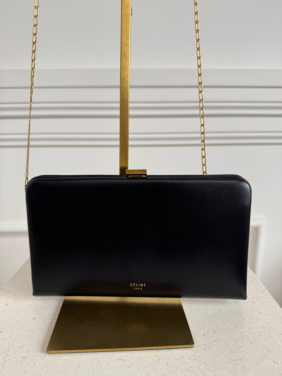 Celine Black Smoother Leather Wallet on Chain