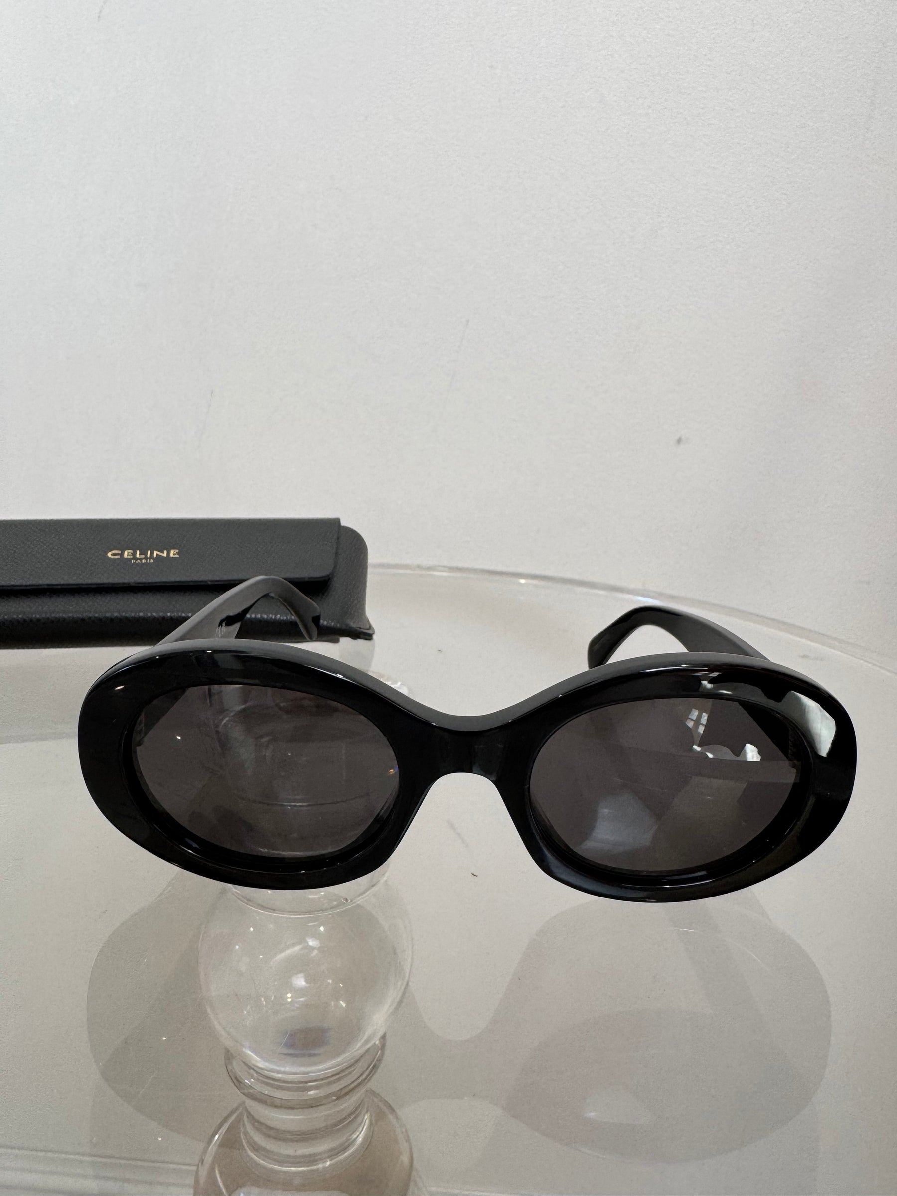 Celine Black Oval Triomphe Sunglasses