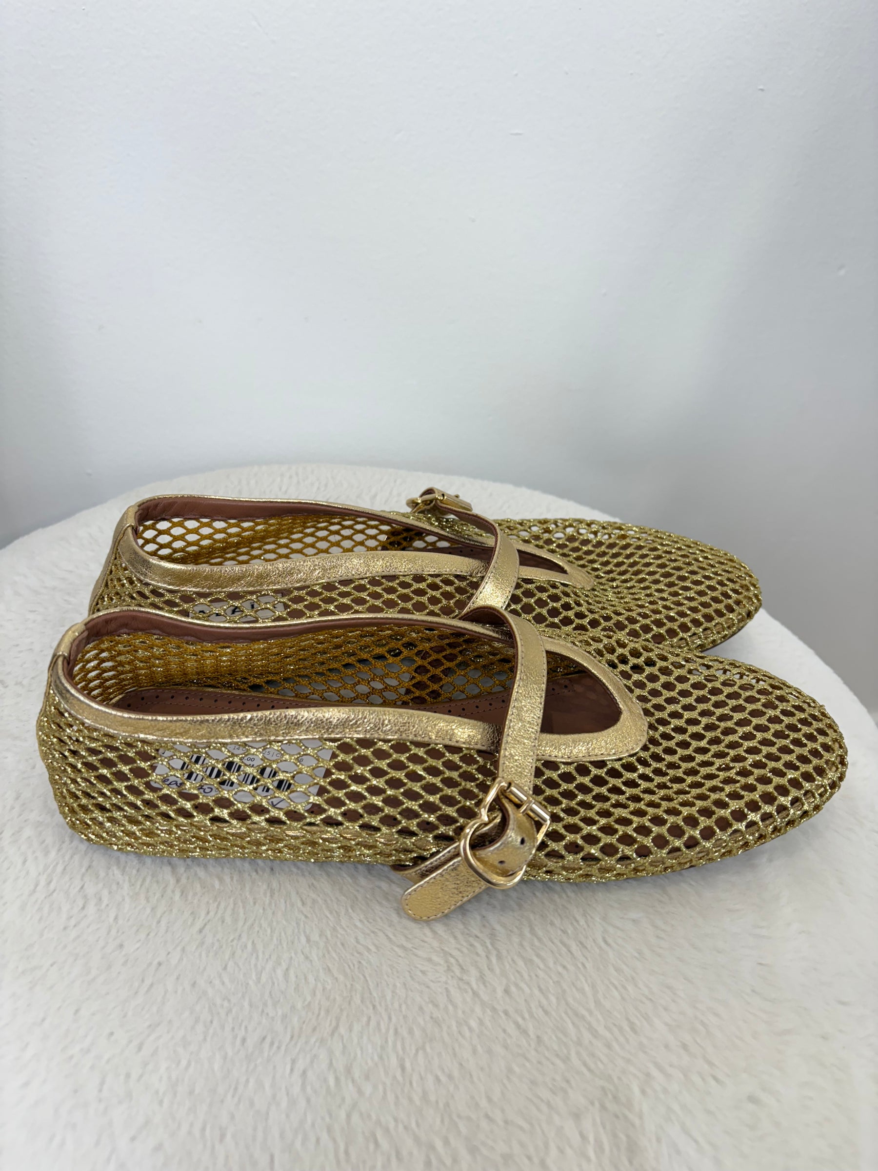 Alaïa Gold Net Ballet Flats, 41