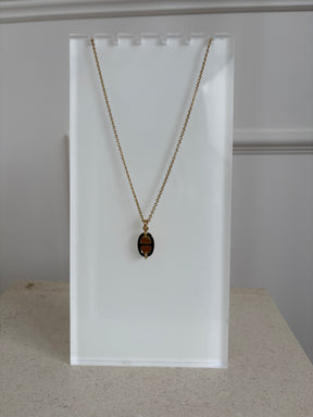 Hermès Gold Tone and Black Enamel Chain D'ancre Pendant Necklace