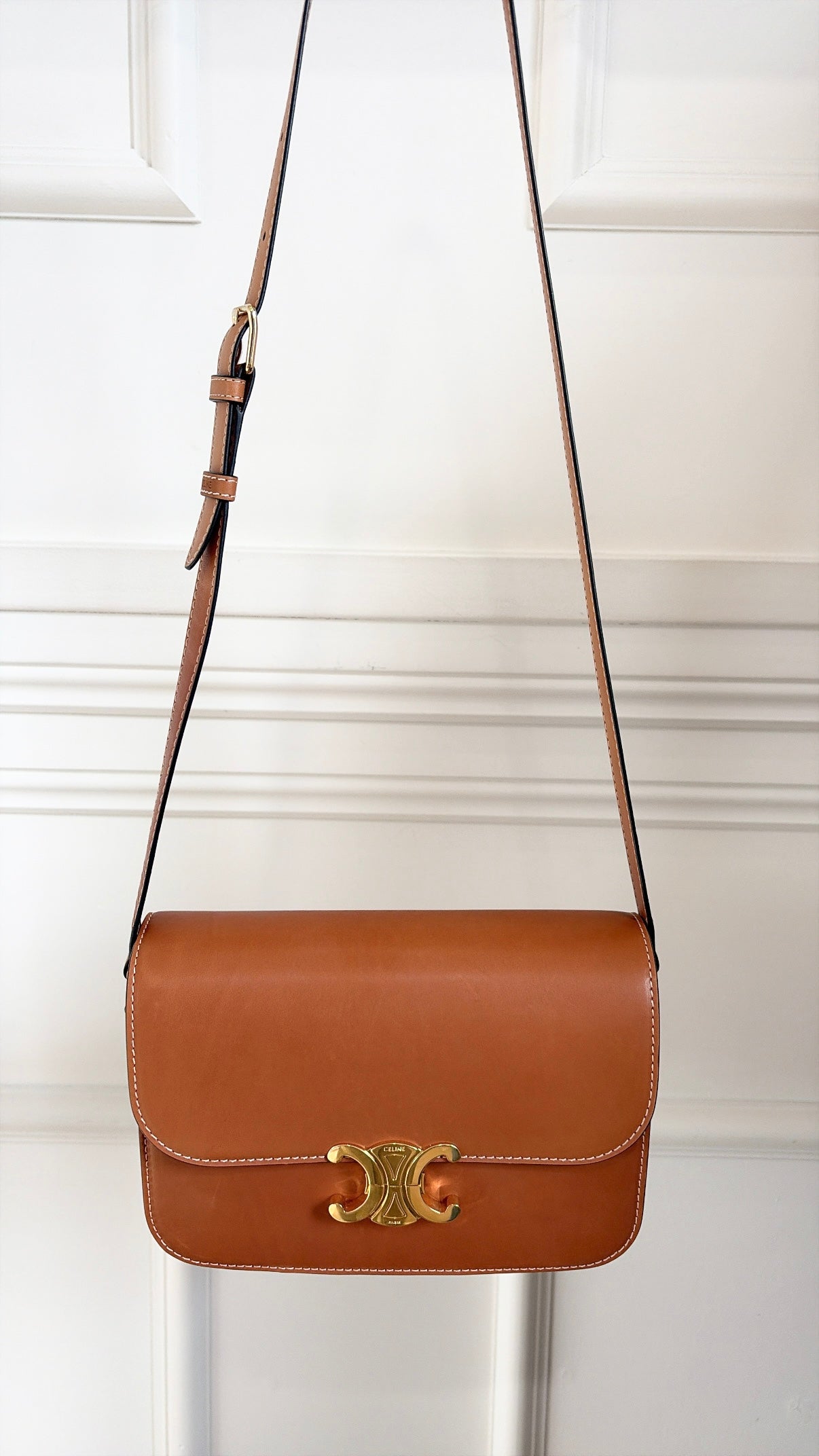 Celine Tan Leather Triomphe Bag