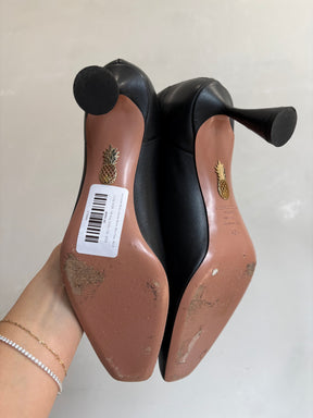 Aquazzura Black Leather  Boots With Heal, 40.5