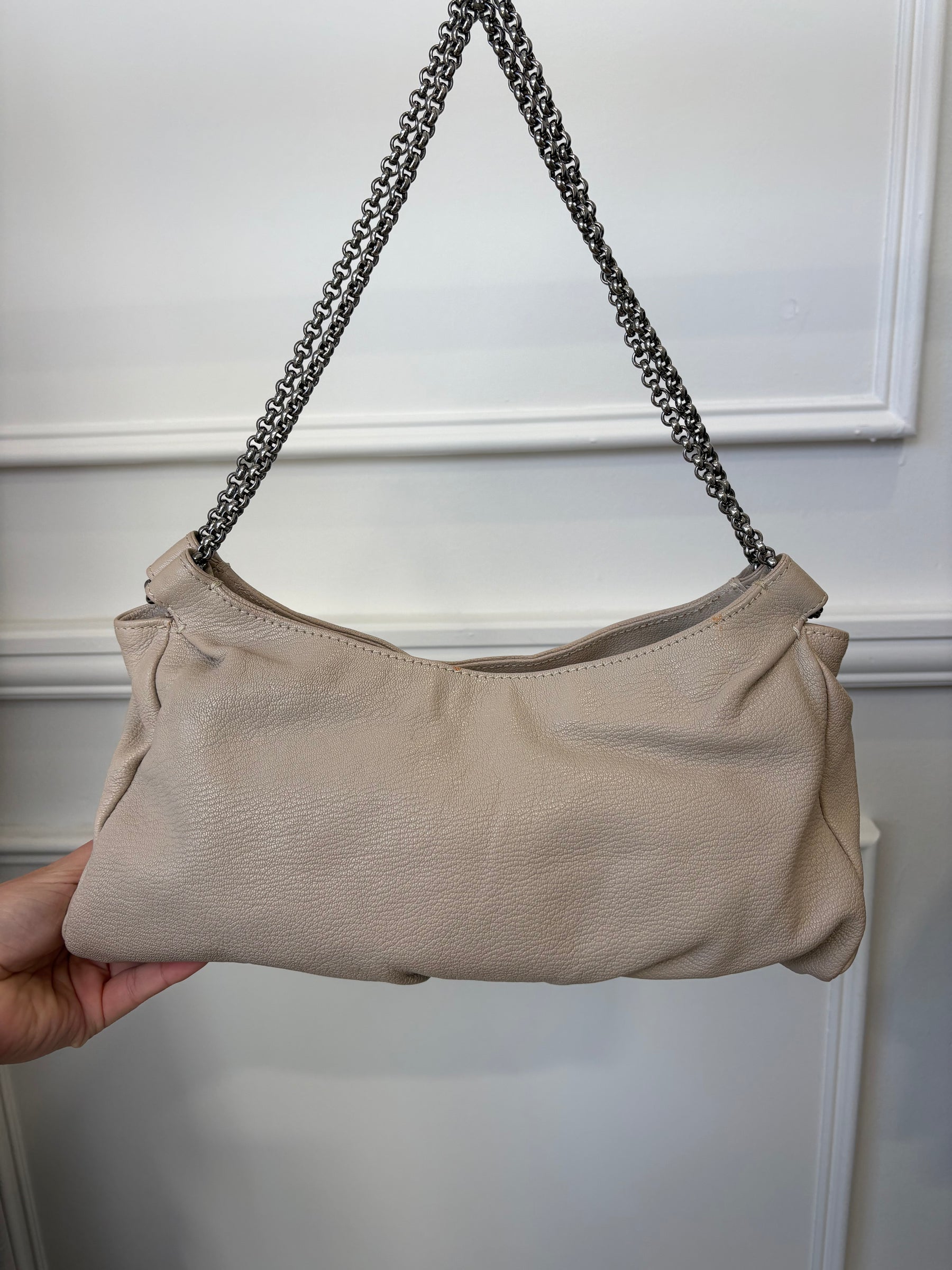 Christian Louboutin Taupe Leather Chain Shoulder Bag