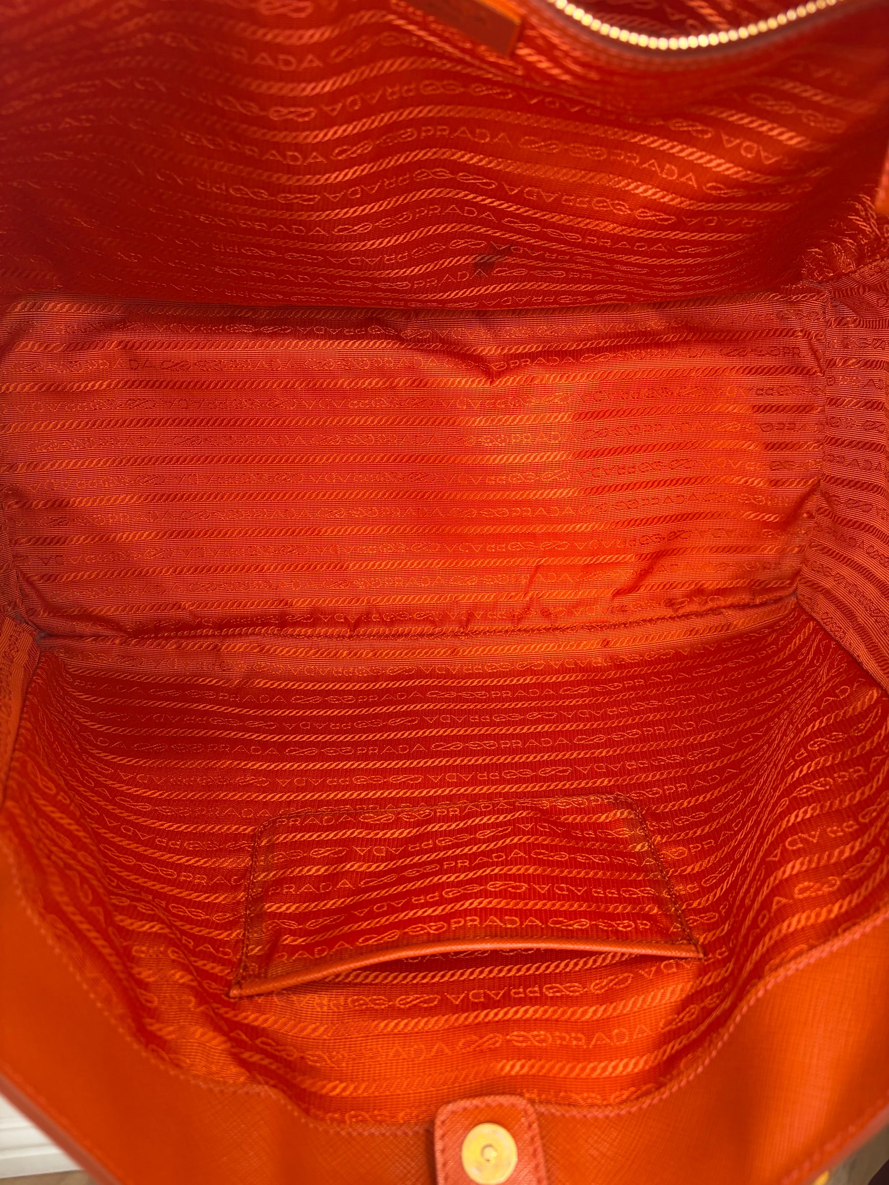 Prada Orange Saffiano Leather Tote