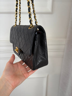 Chanel Vintage Black Flap Bag 24k Gold Hardware Small