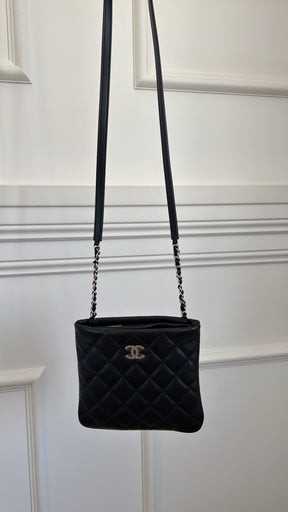 Chanel Uniform Black Leather Crossbody Pochette