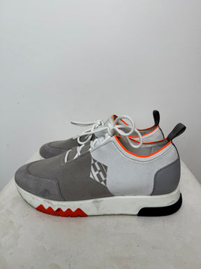 Hermès Grey and White Knit Sneakers, 40
