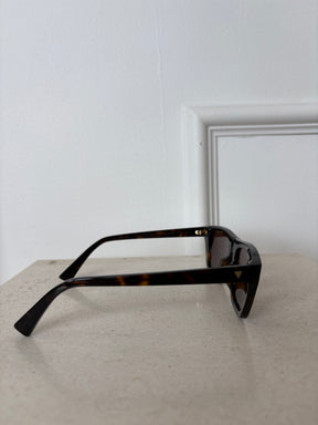 Bottega Veneta Tortoiseshell Flat Top Sunglasses