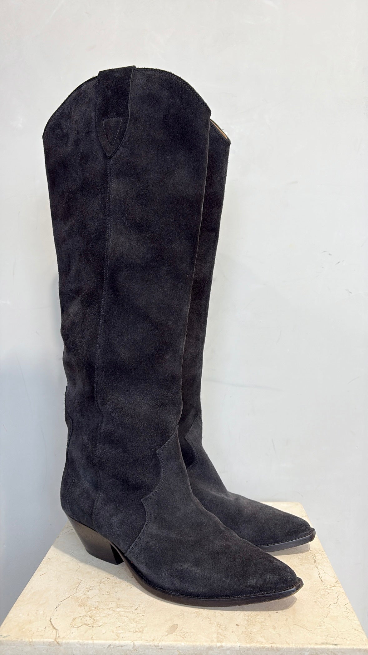 Isabel Marant Denvee Black Suede Knee High Boots, 40