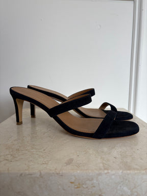 Mansur Gavriel Navy Suede Strappy Mules, 37