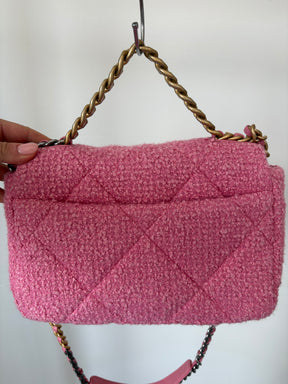 Chanel Pink Tweed Boucle Small 19 Bag