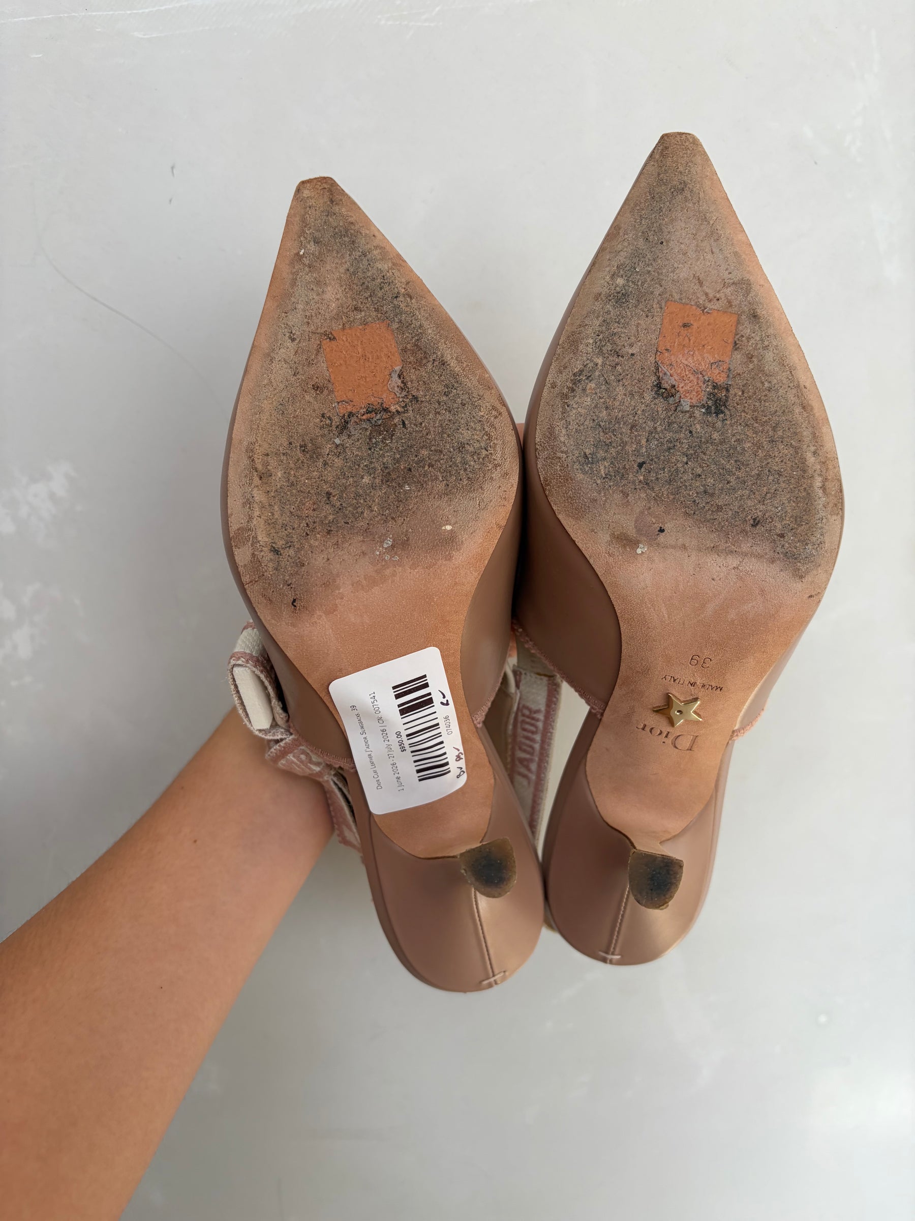 Dior Clay Leather J'adior Slingbacks, 39