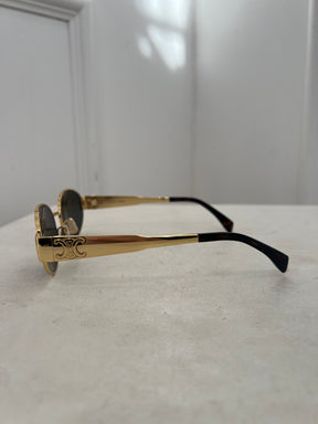 Celine Gold Triomphe Oval Sunglasses