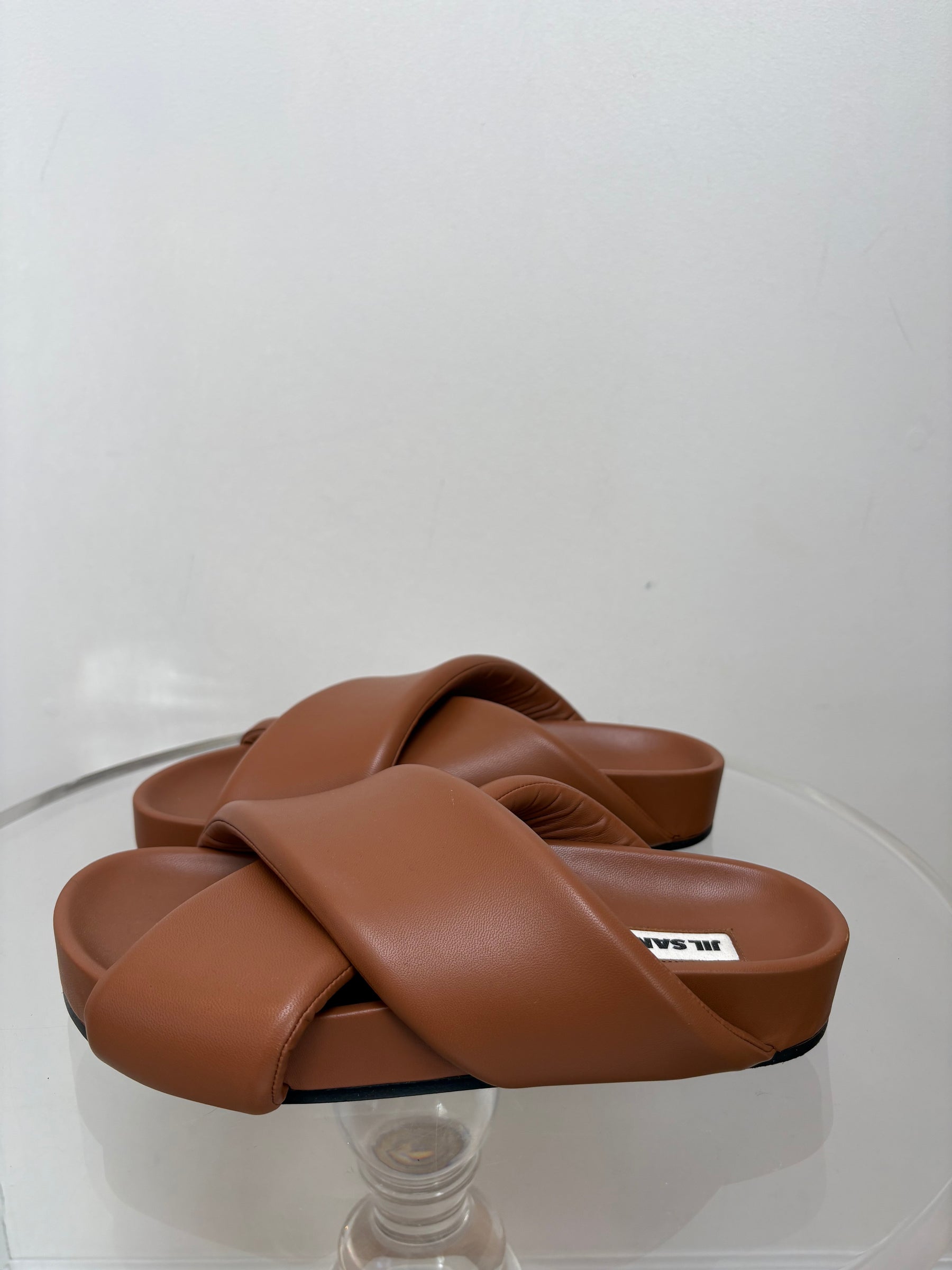 Jil Sander Tan Leather Padded Slides, 39