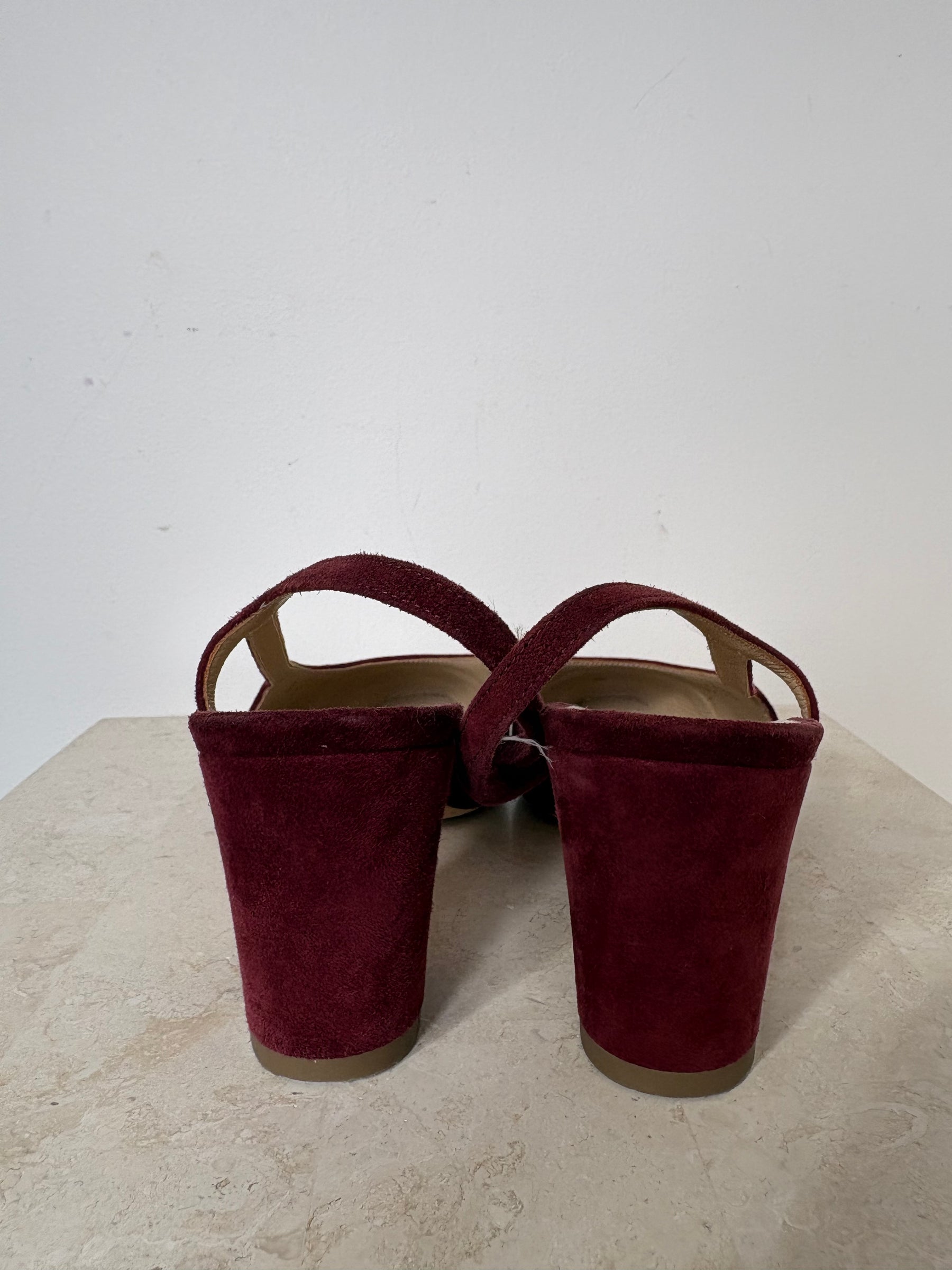 Chanel Burgundy Suede and Champagne Cap Slingbacks, 36 C