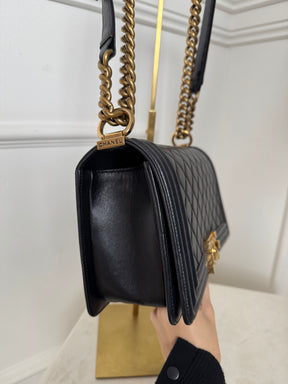 Chanel Navy Lambskin 'Old Medium' Boy Bag
