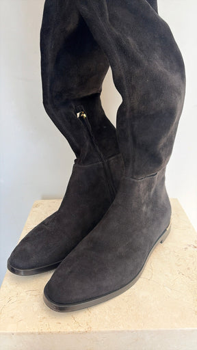 Jimmy Choo Black Suede Thigh High Flat Boots, 38.5