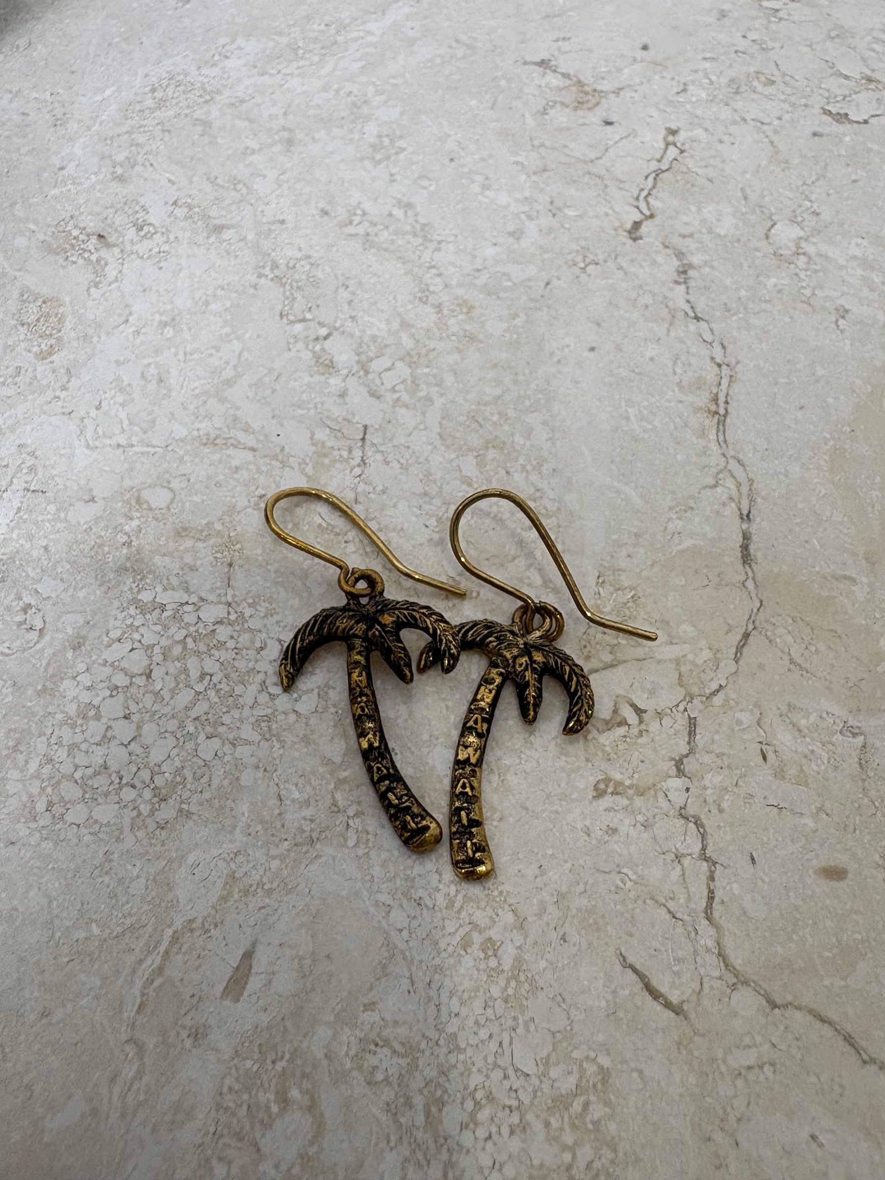 Saint Laurent Gold Tone Palm Tree Dangle Earrings