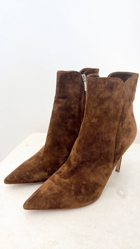 Gianvito Rossi Brown Suede Pointed Ankle Boot Stilletto, 38.5
