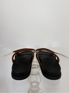 Hermès Tan Leather Chypre Sandals, 38.5