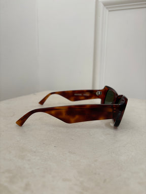 Phoebe Philo Score Rectangular Sunglasses Brown Tortoishell