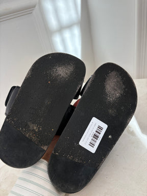 Anine Bing Black Leather Padded Slides, 38