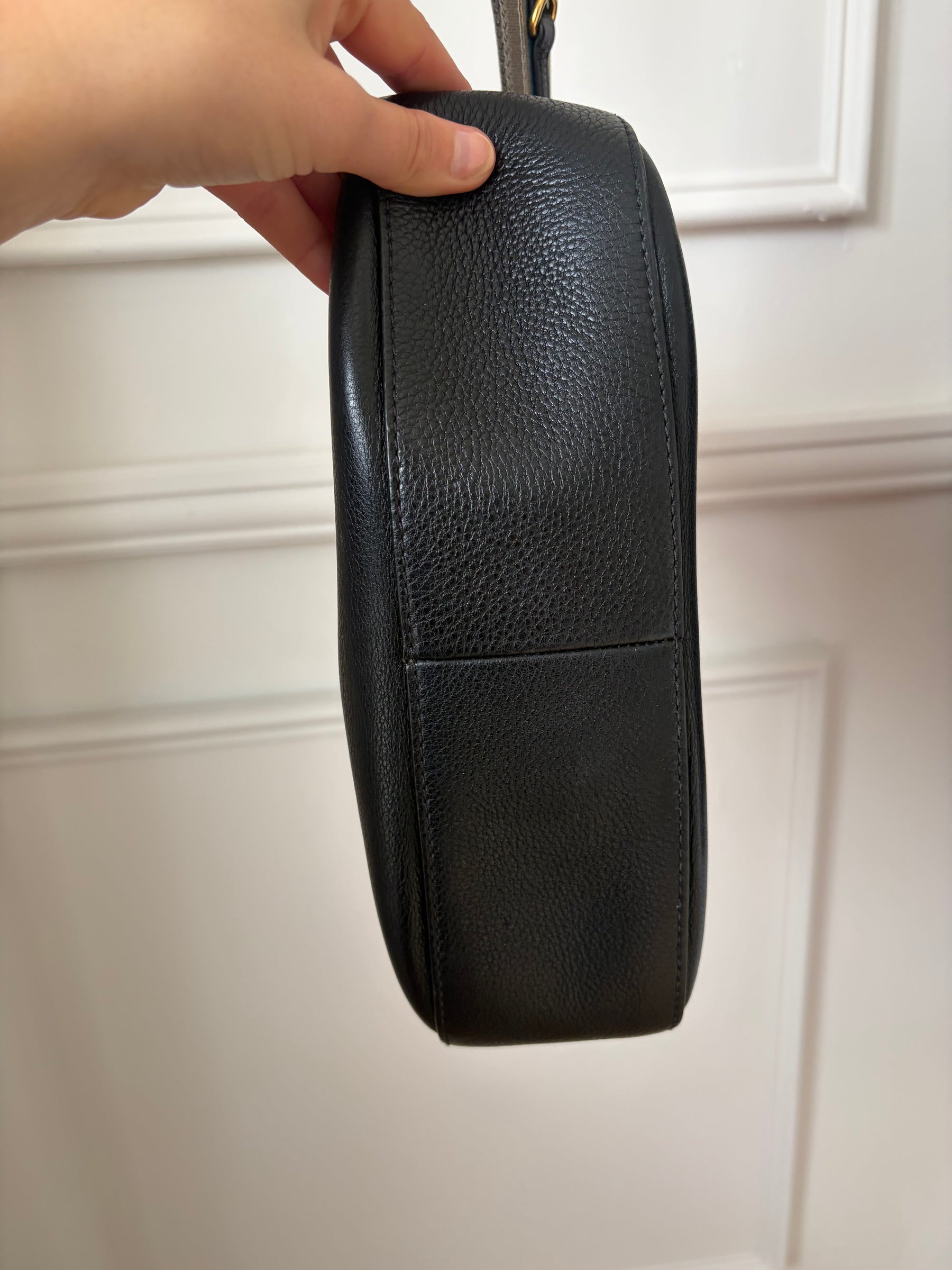 Prada Grained Leather Bag With Webbing Crossbody Strap