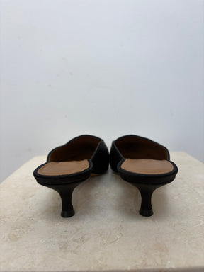 Le Monde Beryl Black Kitten Heel Mules, 36