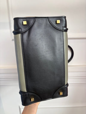 Celine Khaki Black and Taupe Leather and Suede Luggage