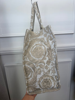 Versace Beige and Cream Jacquard Tote