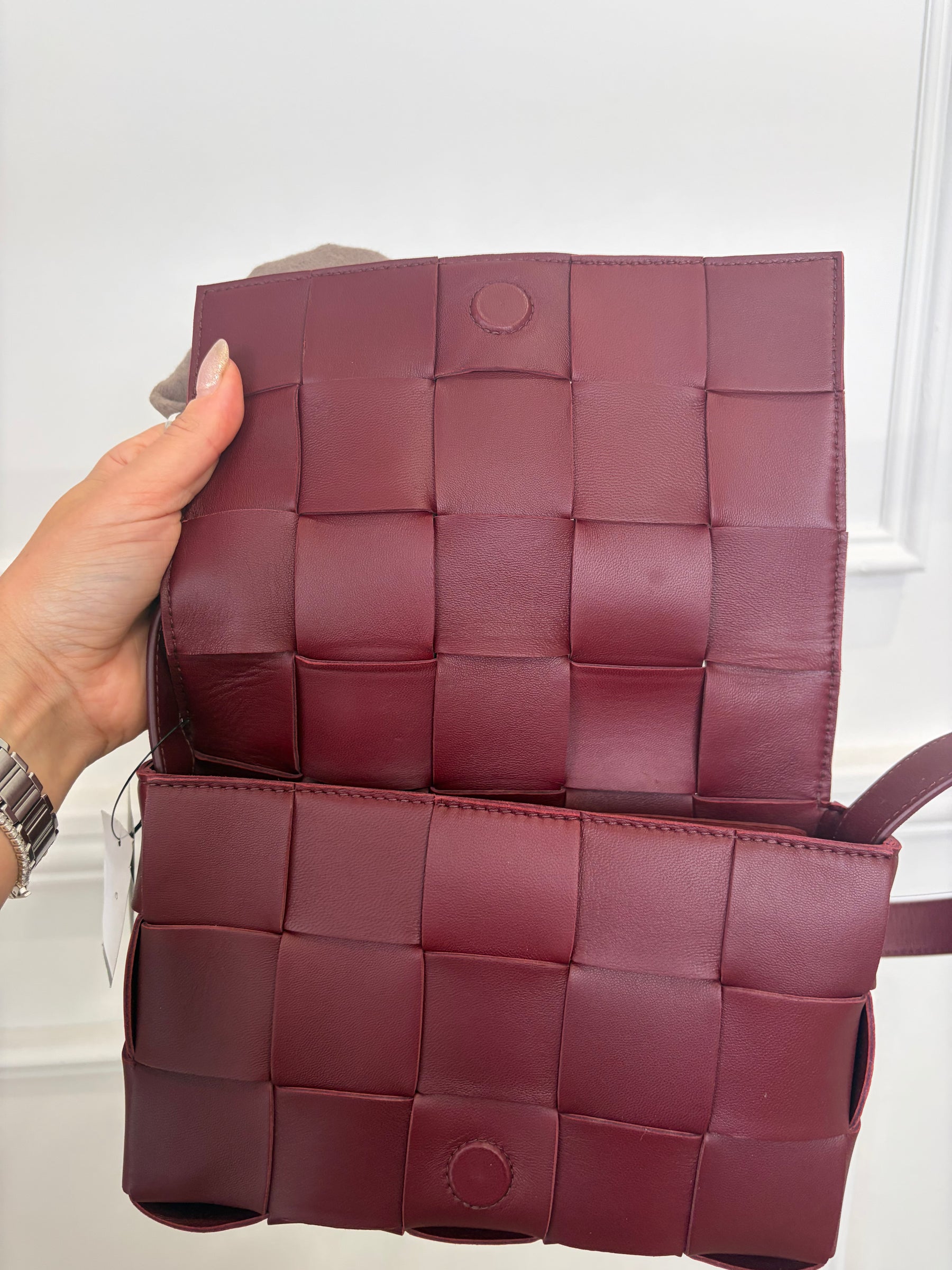 Bottega Veneta Burgundy Leather Cassette Bag