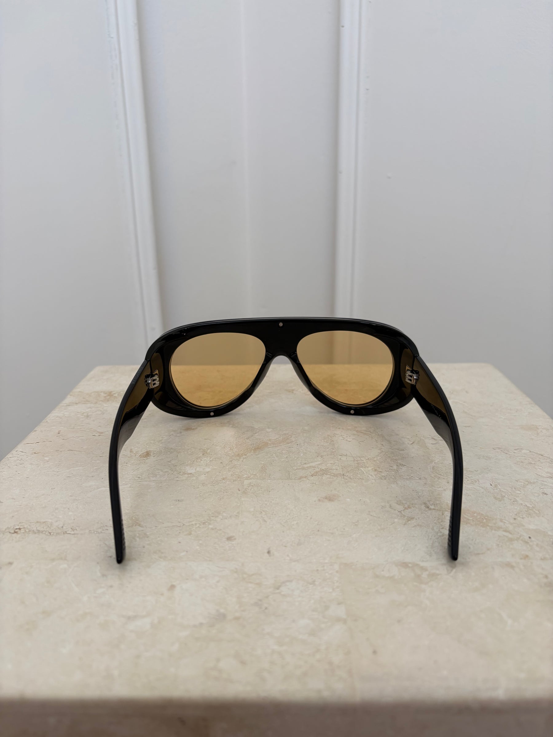 Bottega Veneta Black Acetate Osservatorio oversized aviator-style sunglasses