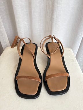 a.emery Tan Suede Strappy Heels, 37