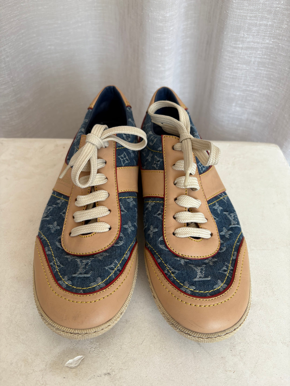 Louis Vuitton Blue Denim Monogram Sneakers, 38.5