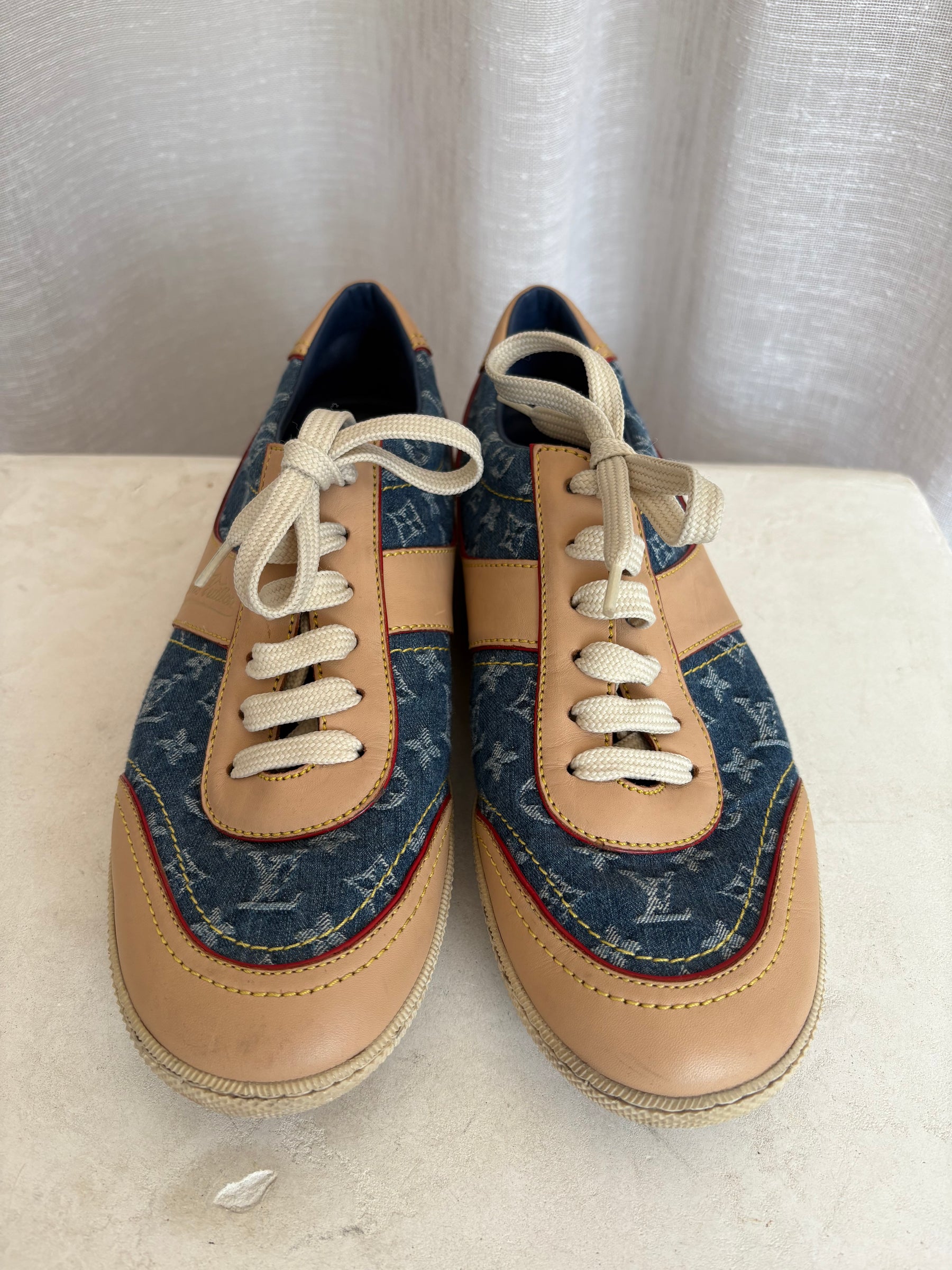 Louis Vuitton Blue Denim Monogram Sneakers, 38.5