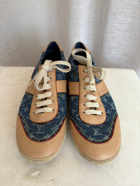 Louis Vuitton Blue Denim Monogram Sneakers, 38.5