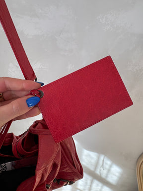 Balenciaga Cherry Red Leather Motorcycle City Bag