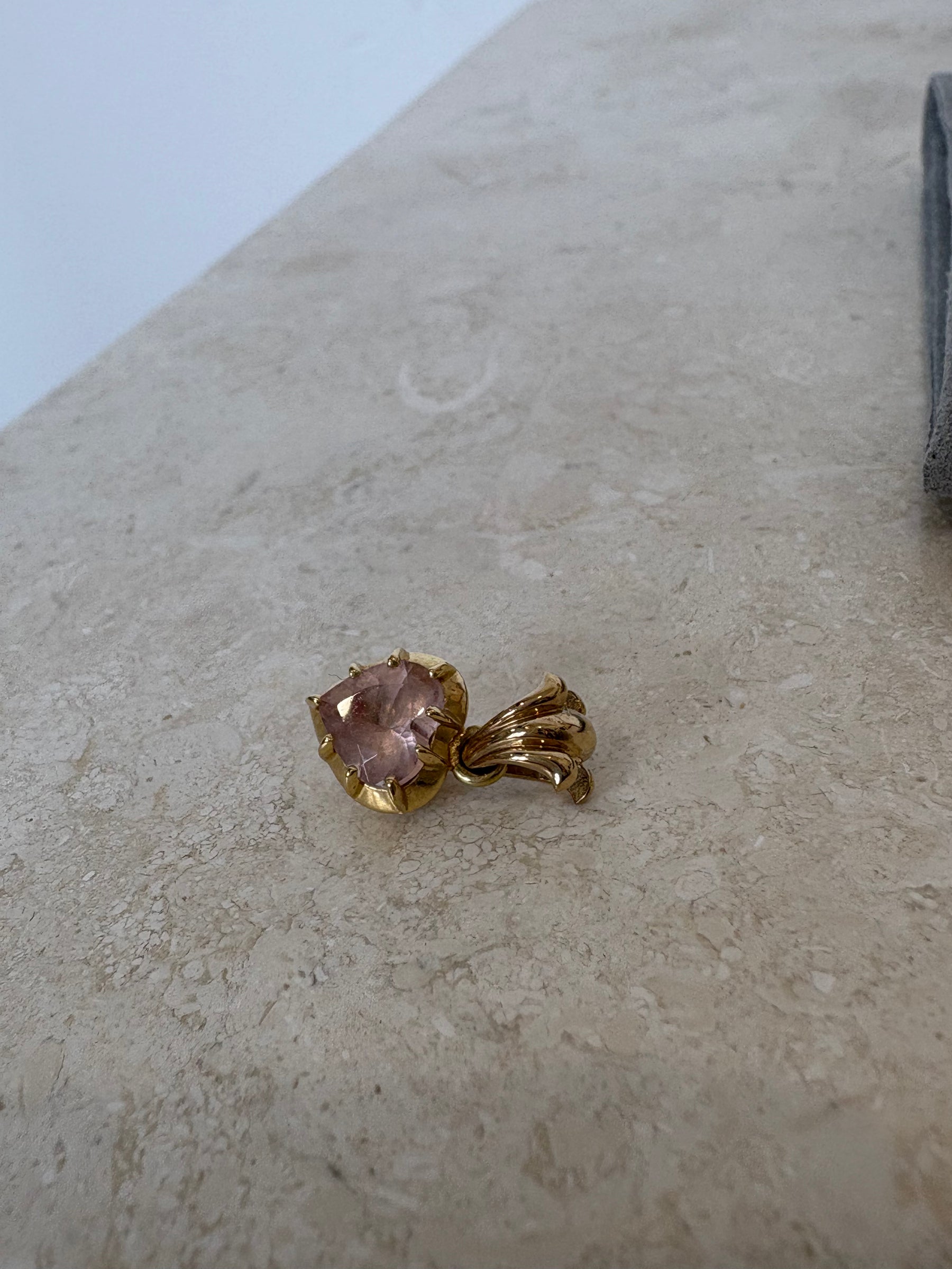Monika Ruggerino Fleur De Lis Bail Heart Pendant In Pink Morganite