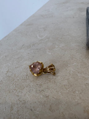Monika Ruggerino Fleur De Lis Bail Heart Pendant In Pink Morganite