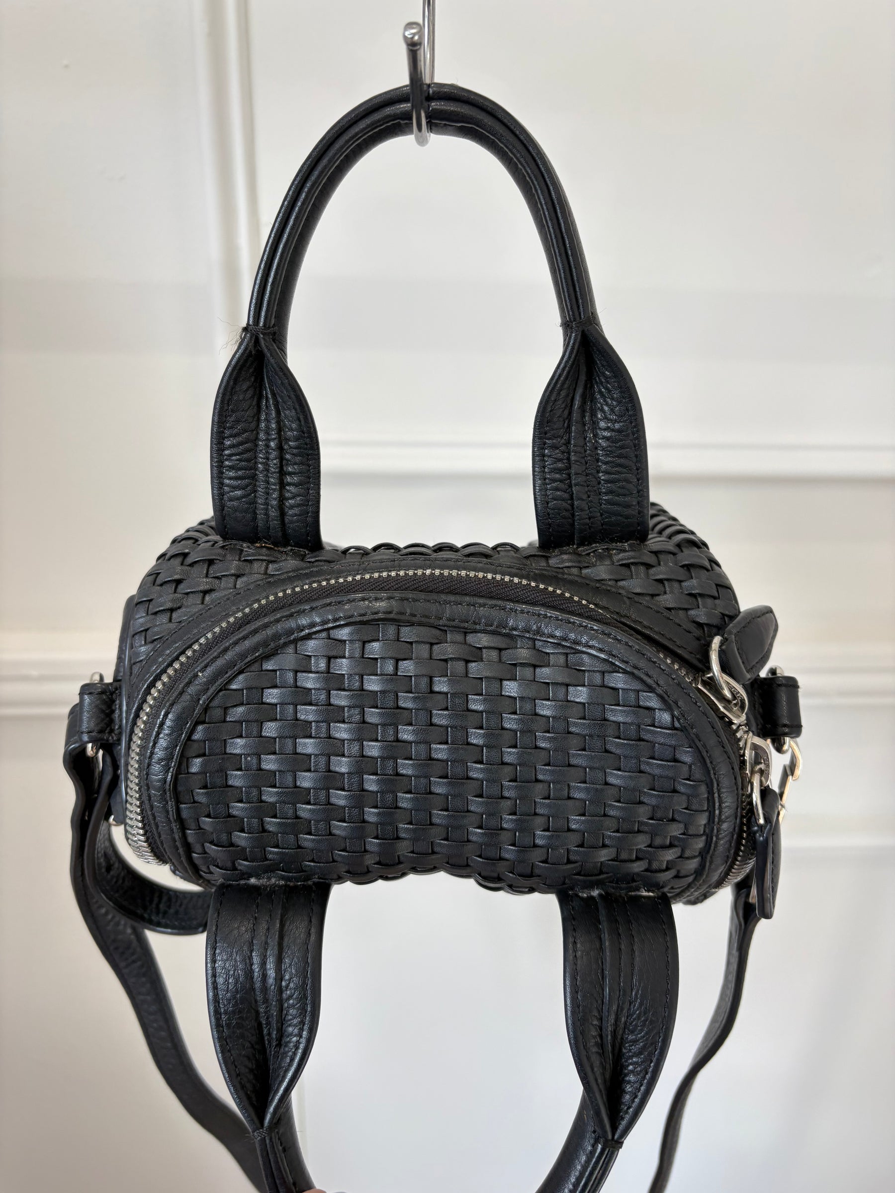 Alexander Wang Black Woven Leather Rocco Bag
