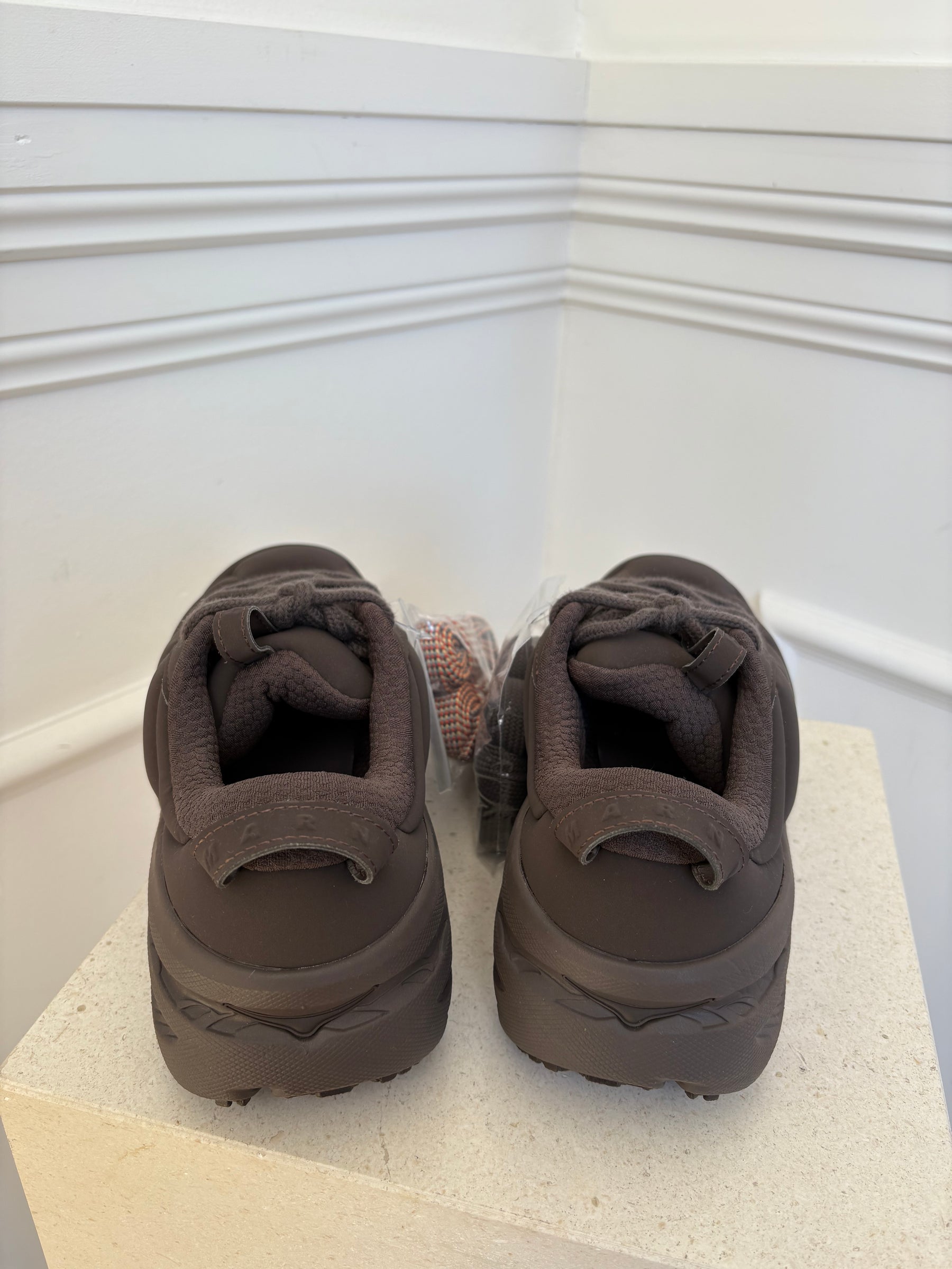 HOKA x Marni Brown Padded Neoprene Sneaker, 9 US
