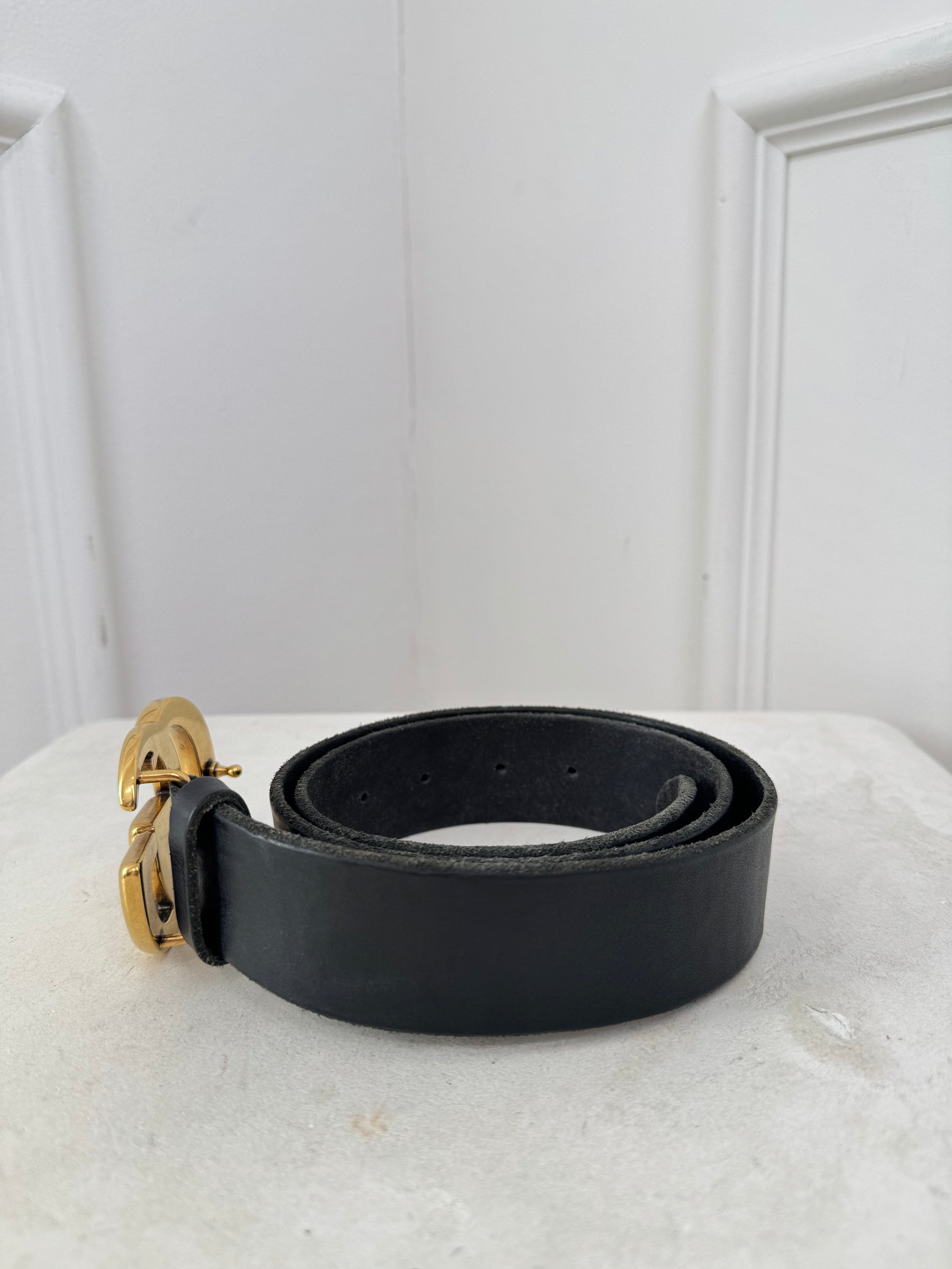 Gucci Black Leather GG Marmont Belt, 80