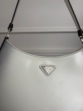 Prada White and Black Ombre Burshed Leather Cleo Bag