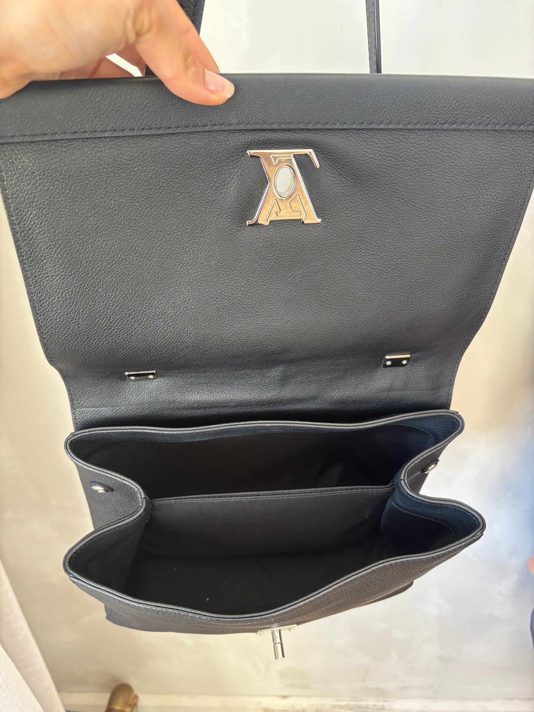 Louis Vuitton Black Leather Lockme II Top Handle Bag