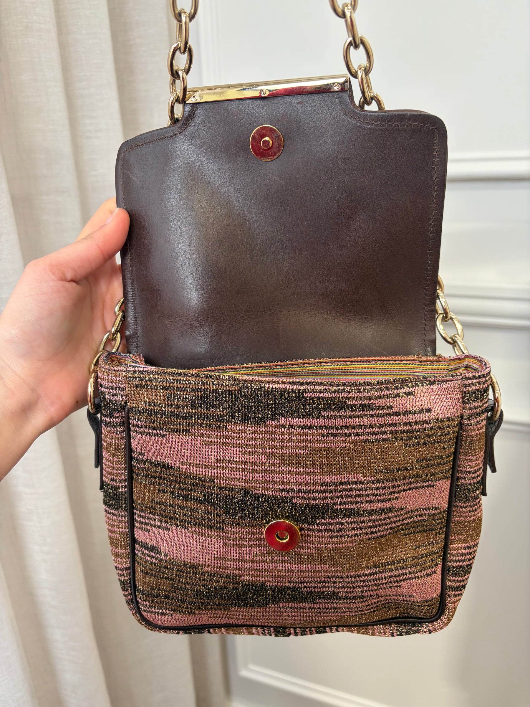 Missoni Pink And Gold Metallic Shoulder Bag