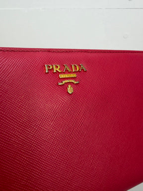 Prada Pink Saffiano Continental Wallet