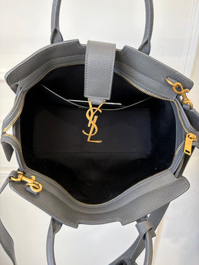 Saint Laurent Charcoal Leather Downtown Cabas Top Handle Crossbody