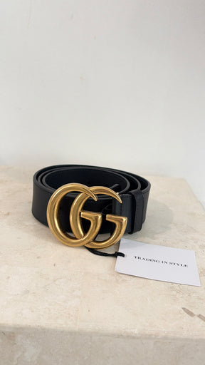 Gucci Black LEather Marmont Belt, 85