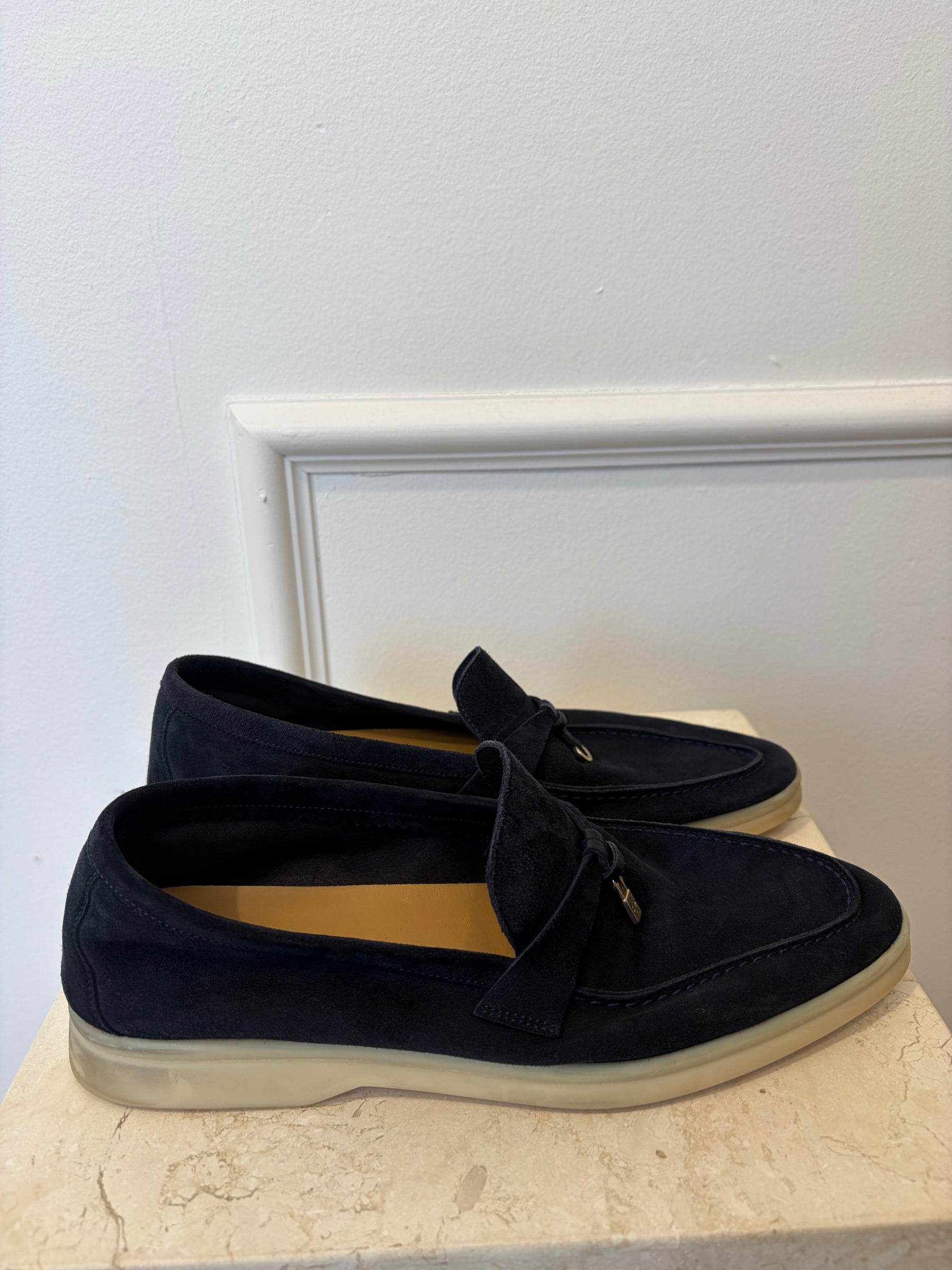Loro Piana Summer Walk Charm Loafer Navy, 41
