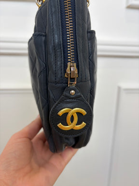 Chanel Navy Lambskin Leather Shoulder Camera Bag
